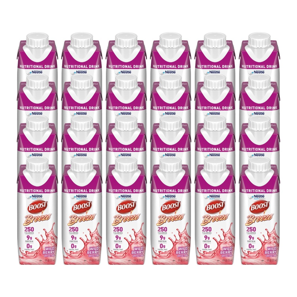 BOOST Breeze Nutrition 8oz Wildberry Fat- free Drink, 24 / Cs