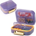 Toplive 7 Komory Portable Pill Organizer Travel Medicine Organizer Pill, Moisture Proof Small Pill Case Pocket Pill Holder Daily Pill Container Box for Fish Oil Vitamin, Purpurowy