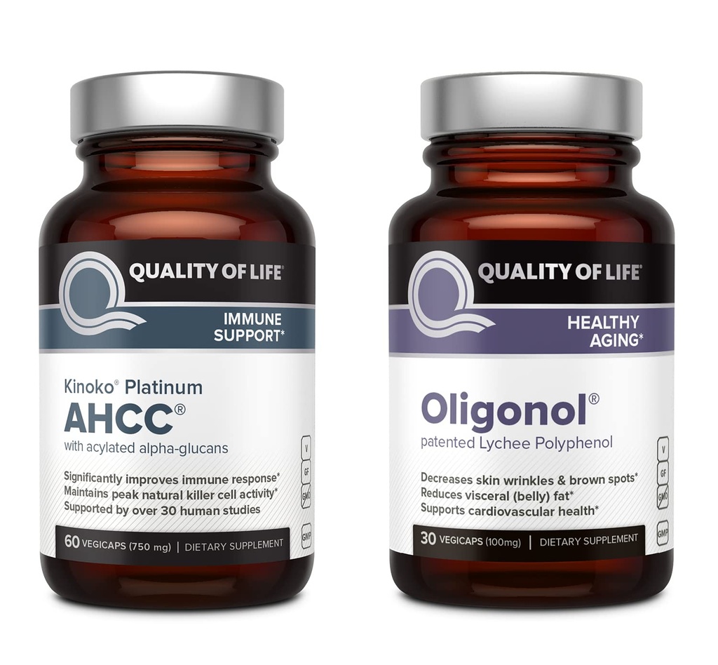 Jakość życia Kinoko Platinum AHCC 750 mg i Oligonol Lychee Extract - dla wsparcia immunologicznego, Zdrowe Starzenie