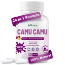 Organiczne Camu Camu kapsułki 2000mg kapsułki 124; Wysoka naturalna witamina C, mocny mieszanka przeciwutleniacza 124; 60 Kapsułki, Nie-GMO, Gluten- Free, Immune Support & Skin Health