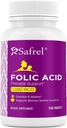 Saflal Folic Acid 1000 mcg (1 mg) - Witamina B9- 240 Tabletki, Witamina zasadnicza prenatalna i poporodowa dla rozwoju płodu, Produkcja Czerwonej Krwinki, Rozwój komórkowy i neuralny 124; NieGMO, Wegan