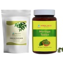 HERBAL HILLS Neem Liść proszek i tabletki Moringa Shigru Opakowanie 2 Combo