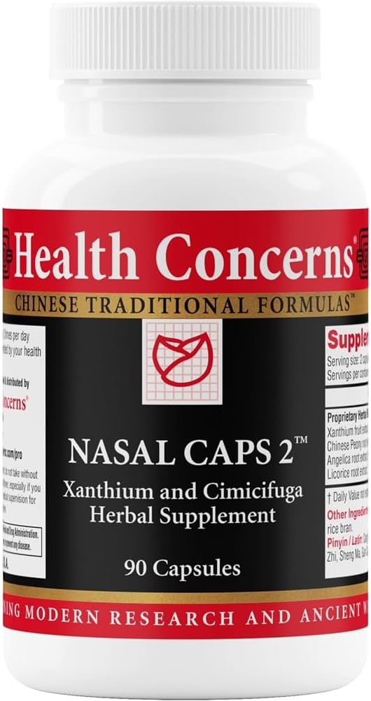 Zdrowie Obawy Nasal Caps 2 - Sinus & Nasal Support Supplement - Zatory nosa i Sinus Support - Tradycyjna chińska formuła z Xanthium, & Cimicifuga - 90 Kapsułki