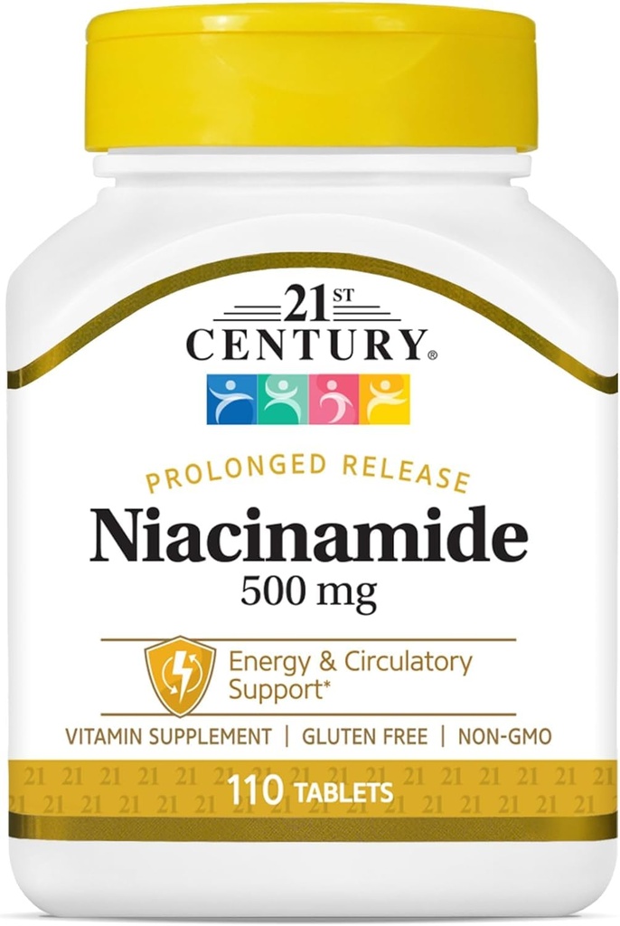 21. Century Niacynamid 500 mg tabletki o przedłużonym uwalnianiu - 110 ct, opakowanie po 2