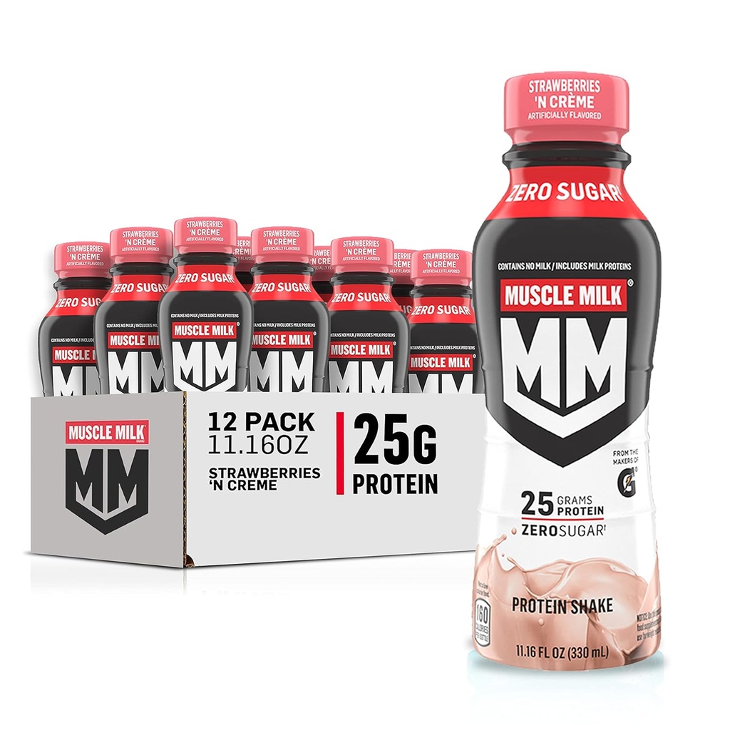 Mięśnie Mleko Genuine Shake, Truskawka, 11.16 Butelki Fl Oz (Opakowanie 12)