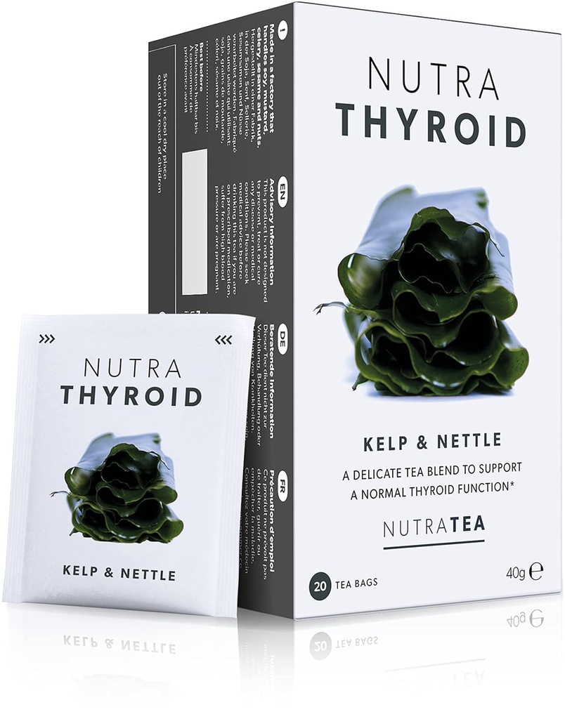 NUTRATHYROID - Herbata Thyroid Support 124; Herbata Thyroid Health - Wsparcie metabolizmu i funkcji tarczycy - 40 Koperty Tea Bags - przez Nutra Tea - Herbata ziołowa - (2 Pack)