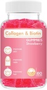 Kolagen Gummies Biotin - Wspiera włosy, skóry i paznokci wzrostu włosów anty starzenia opieki żucia Gummy Witaminy, Wegan, Non-GMO, Gluten Free, Gelatin Strawberry Flavor 60 Hrabia, Różowy
