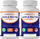 Vitamatic Apple Pectin 700mg - 120 Kapsułki wegetariańskie na butelkę do 124; 2- Pack (240 Kapsułki wegetariańskie) Natural Dietary Fiber Supplement - Pomaga Digestive Health & Regularność *
