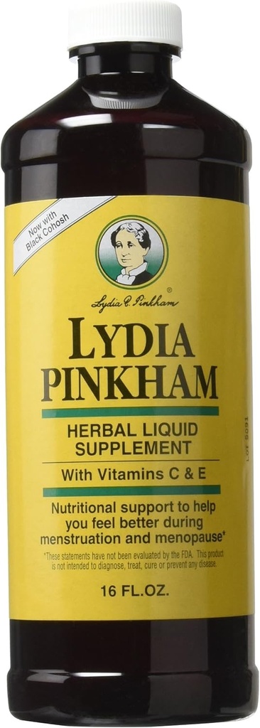 Lydia Pinkham Liquid Herbal Supplement for Menstruation and Menopauza Support, 16 unce