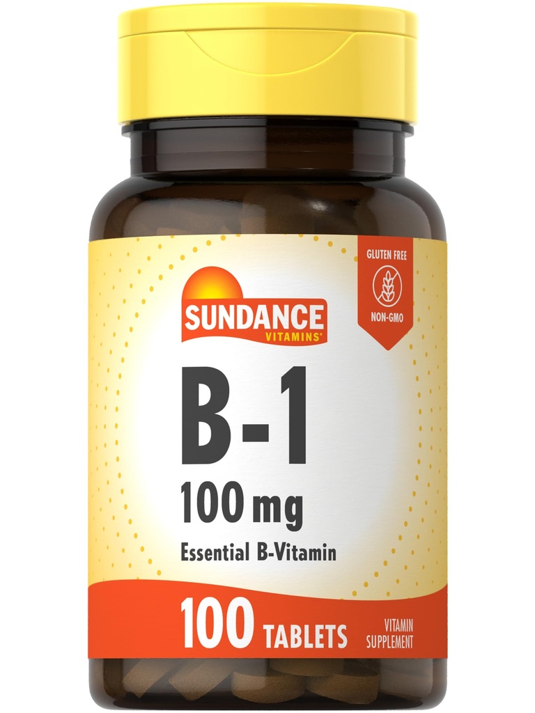 Sundance Witamina B-1 Between 124; 100mg Between 124; 100 Tablets Between 124; Essential witaminy Supplement Between 124; Wegetarian, Non-GMO, and gluten Free Formula