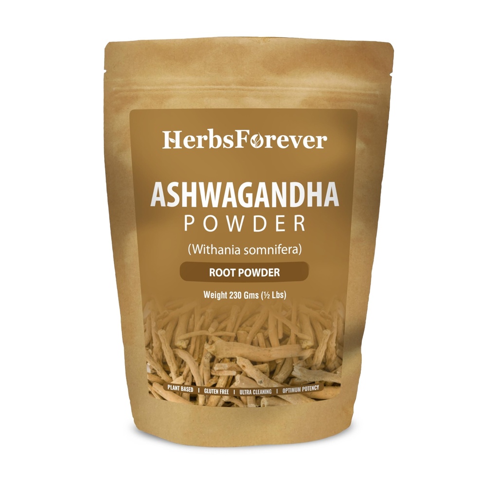 HerbsForever Ashwagandha Proszek 230g I Zima Cherry, Non-GMO, Wegan, Gluten- Free I Ayurvedic Stress- Buster Wspiera booster energetyczny, Vitality & Odmładzacz Ogólny Wellness