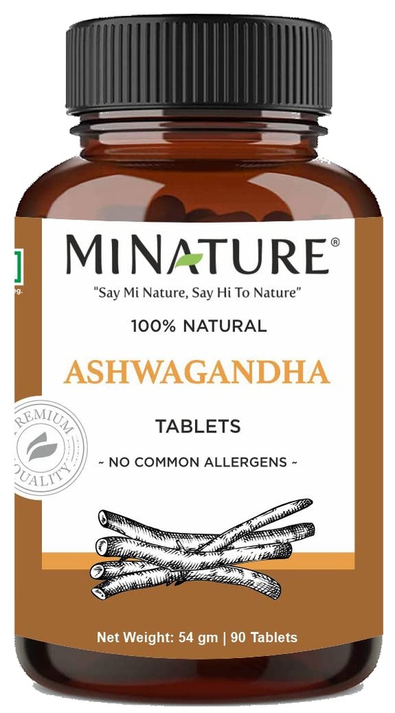 Ashwagandha Tablet- 90 Tabletki, 1000 mg przez mi Natura 124; 45 Dni Dostawy 124; 100% Natural Ashwagandha 124; Wegan 124; z Indii