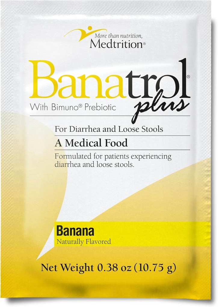 Medtrition Banatrol Natural Anti- Biegunka z Prebiotykami, Ulga dla IBS, Powracająca Biegunka, Klinicznie wspomagane Medical Food, Non- Constipating, 21 Służenia (Banana)