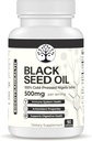Black Seed Oil - 100% Cold- Pressed Black Cumin Nigella Sativa - przeciwutleniacz, immunologiczne i trawienne System Support - Non-GMO, Gluten Free - 500 mg na jedną porcję - 90 Kapsułek wegetariańskich