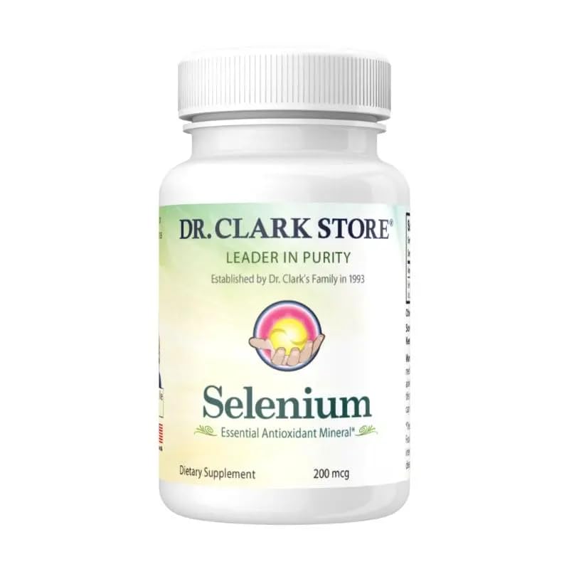 Dr Clark Selenium Supplement 200 Mcg - Kapsułki dietetyczne z minerałów eterycznych - Poprawia funkcje tarczycy, Wsparcie immunologiczne - 100 Kapsułki