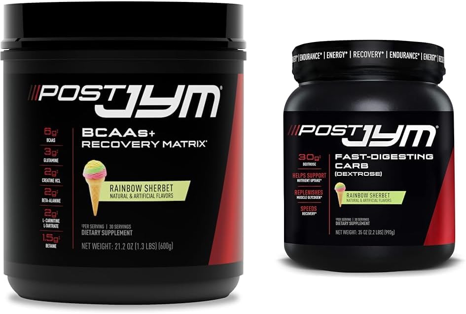 Post JYM Aktywny Matrix Post- Workout BCAA, Glutamina, Creature HCL & More Rainbow Sherbet + Fast- Diesting Dextrose węglowodany, 30 Służenie