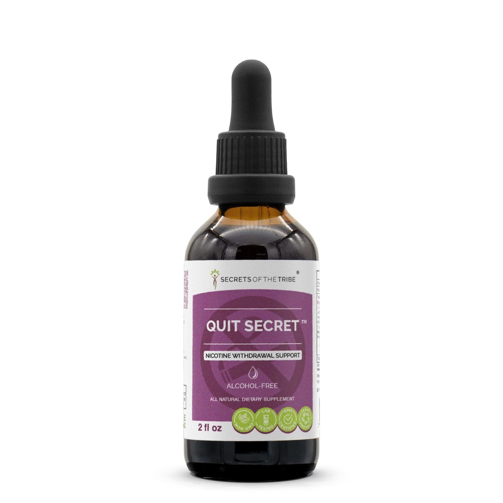 Zakończ Secret Alcohol Free Extract, Licorice, Lungwort, Nutmeg, St. John 's Wort. Gliceryt nalewka, Nikotyna Wsparcie wycofania (2 fl oz)