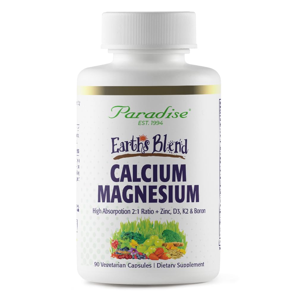 Paradise Herbs Mieszanka wapnia Magnezu + Cynk, D3, K2 & Boron, Wspiera zdrowie kości, Wegan, Non-GMO, Gluten Free, 90 Kapsułki wegetariańskie