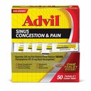Advil Zatory zatokowe i ból, Medycyna reliefowa zatok, Reliever bólu i zmniejszenie gorączki z Ibuprofen i Fenylephrine HCl - 50 Tabletki powlekane