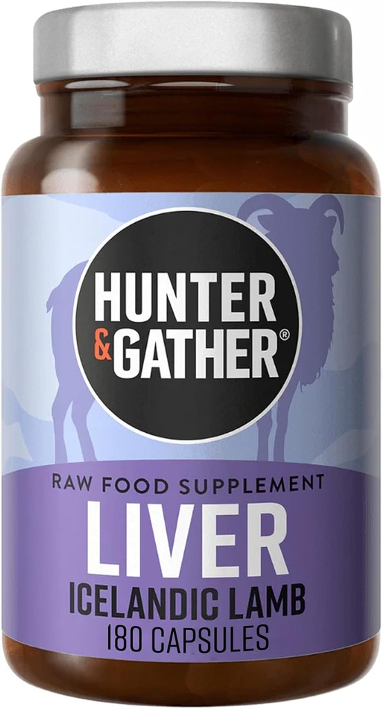 Hunter & Zbierz Nos do ogona 180 Kapsułki wątrobowe 124; Dzikie, Grass Fed Islandzki Lamb Ancestral Inspired Suplementy 124; Brak GMO Feeds, Antybiotyki lub Hormony