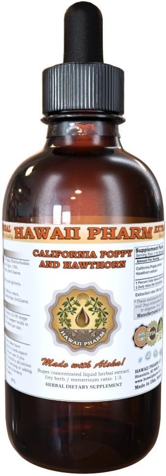 Kalifornian Poppy (Eschscholzia California) i Hawthorn (Crataegus Laevigata) Liquid Extract 4 oz