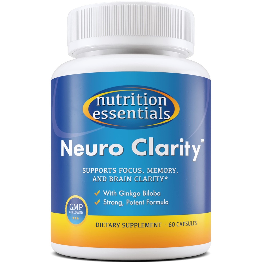 Nutrition Essentials Nootropic Brain Supplement Supplement - Kapsułki wolne od kawy, które wspierają mózg - Brain Supplement Pills with St. John 's Wort and Ginkgo Biloba