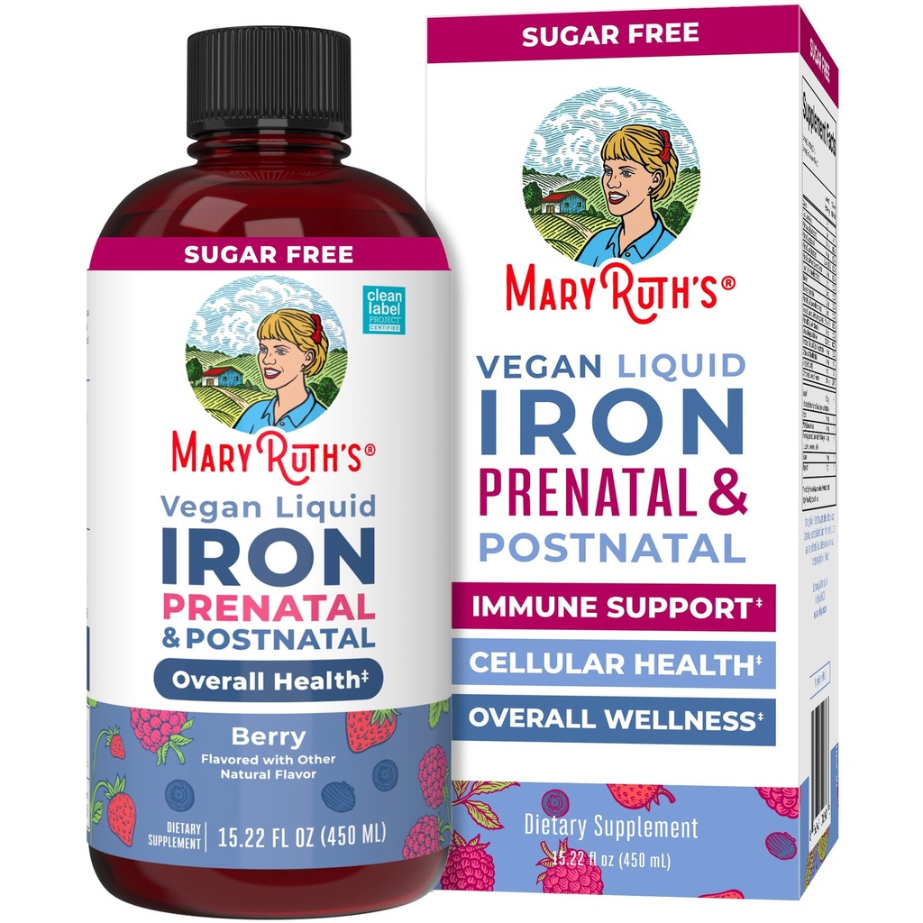 MaryRuth Organics Agregat 124; Liquid Iron Supplement Prenatal & Postnatable for Beasant & Lactating Agregat 124; Iron Deficiency Agregates 124; Immune Support Agregates 124; Sugar / Gluten Free Agregates 124; Vegan Agregat 124; Non-GMO Agregat 124; 15.22 Fl Oz