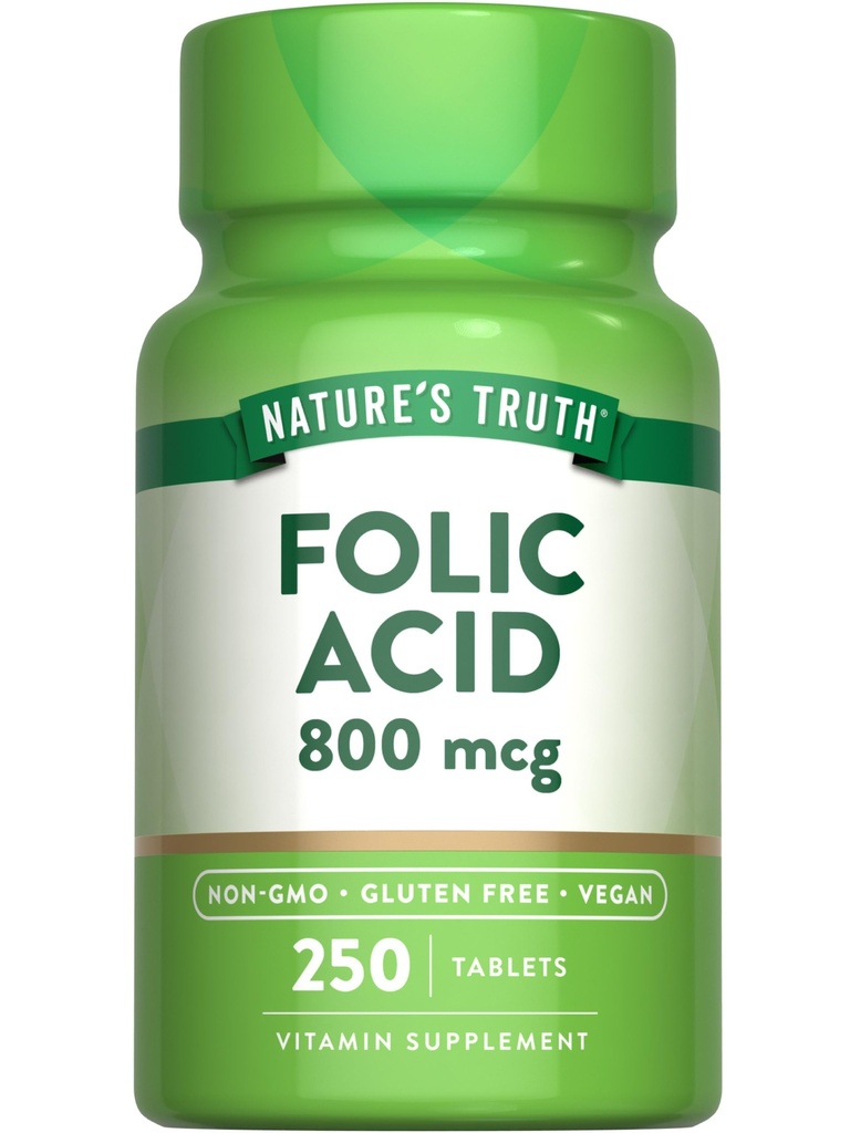 Nature 's Truth Folic Acid Acid 124; 800 µg Acid 124; 250 Tablets Acid 124; Vegan, Non-GMO & Gluten