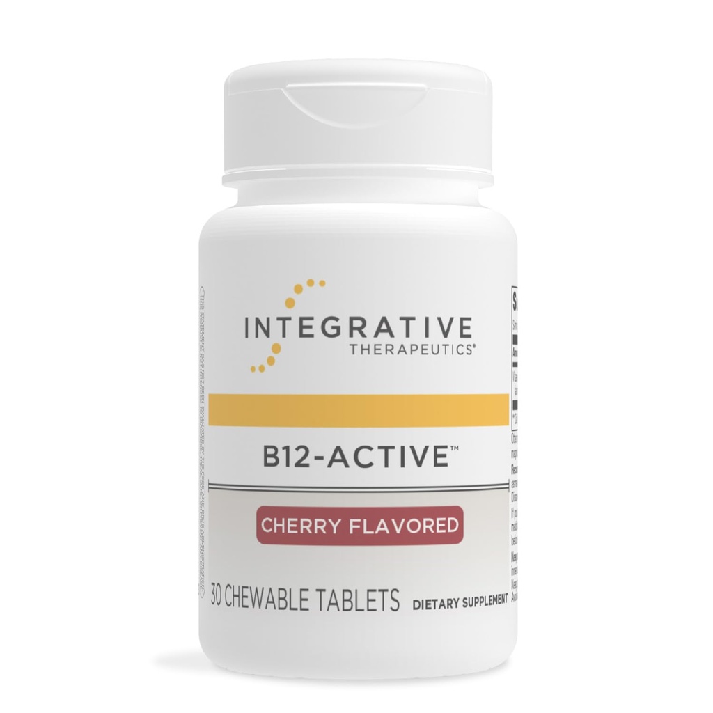 Interaktywna terapia B12 - Aktywna - Suplement B12 do Nerve Function Support * - Wsparcie do żucia - Dairy, Soy & Gluten- Free - Cherry Flavored, 30 Tabletki do żucia (30 Servings)