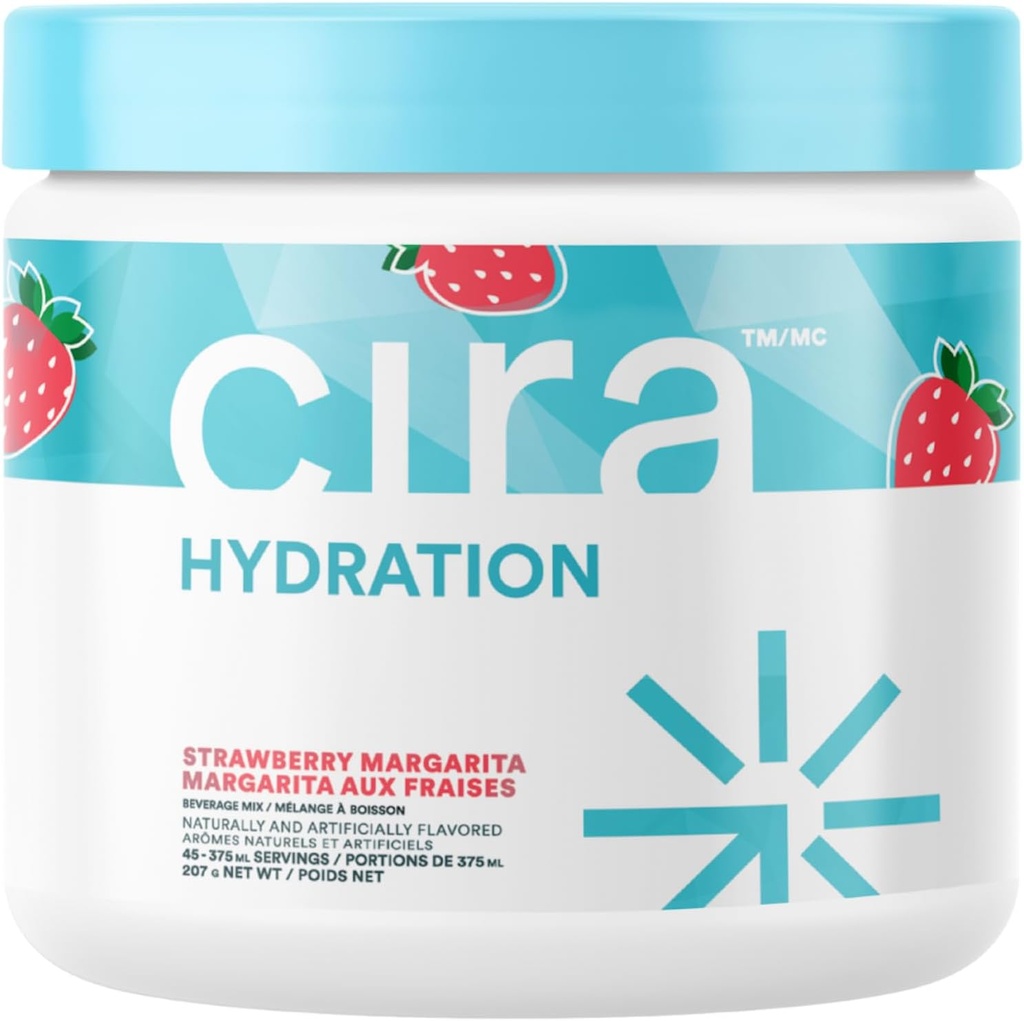 Cira Hydration Powder (45 Servings) - Mieszanka do napojów elektrolitów z himalajską solą do odwadniania i odwadniania - Truskawka Margarita