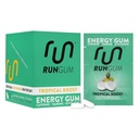 RUN GUM Tropical Boost Energy Żucie Gum 50mg Kofeina Tauryna & B- Witaminy na kawałek, 24 Kawałki (Opakowanie 12) Cukier wolny, Zero Calorie, Brak Aspartam, i Gluten wolny, 1 ea