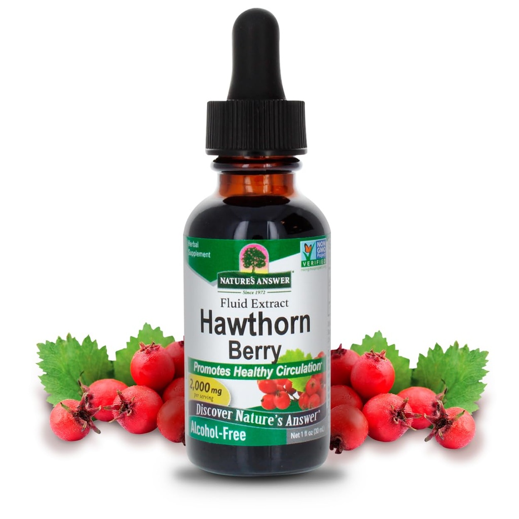 Odpowiedź przyrody Hawthorn Berries 124; Promotes Healthy Circulation Function 124; Pomaga utrzymać zdrowe Cholesterol Poziomy 124; Gluten- Free, Alkohol-Free, Kosher Certified & No Conservatives 1oz