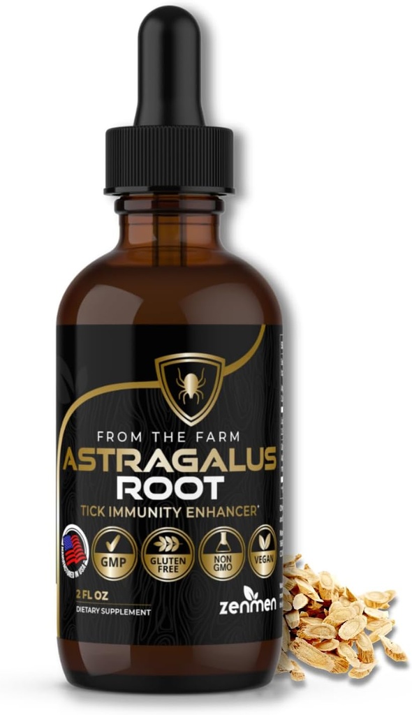 Zenmen Astragalus Root Organic Tincture - Tick Immune Support and Immunity Enhancer, Źródło przeciwutleniaczy - Made in The USA