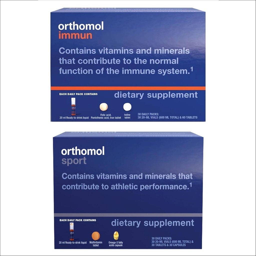 Ortomol Immun & Sport Vials, odżywki sportowe i suplementy wsparcia immunologicznego, 30- Day Supply