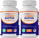 Witamatyczna duża moc Biotin 20000 µg (20 mg) z keratyną 100mg - 120 tabletek wegetariańskich - suplementy biotiny dla zdrowych włosów skóry i paznokci dla dorosłych (120 liczenie (opakowanie po 2))