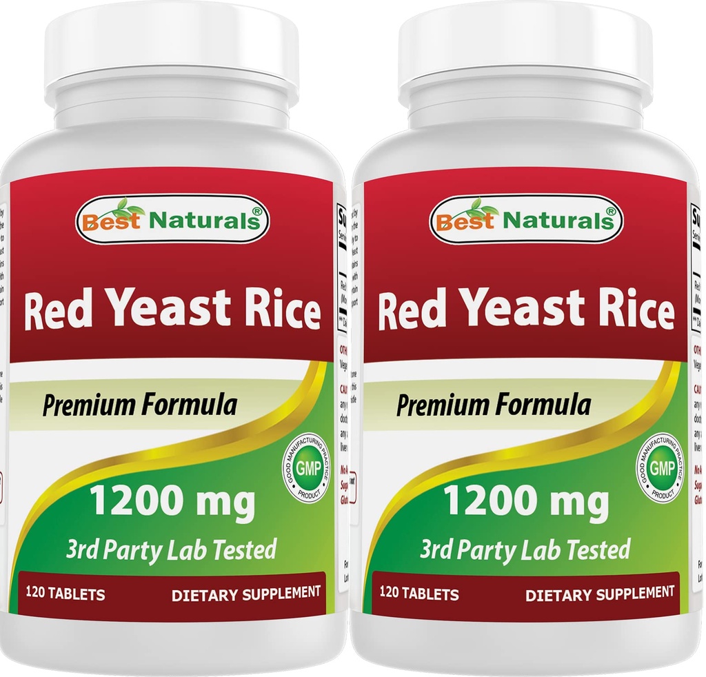 Najlepsze naturalne Red Yeast Rice 1200 mg (Non-GMO) 120 tabletek (120 sztuk (opakowanie po 2))