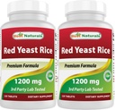 Najlepsze naturalne Red Yeast Rice 1200 mg (Non-GMO) 120 tabletek (120 sztuk (opakowanie po 2))