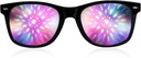 GlobFX Black Frame Halo Diffraction Glasses - Laser wyrzeźbiony do efektów świetlnych halo, wytrzymały i elastyczny do rave & features