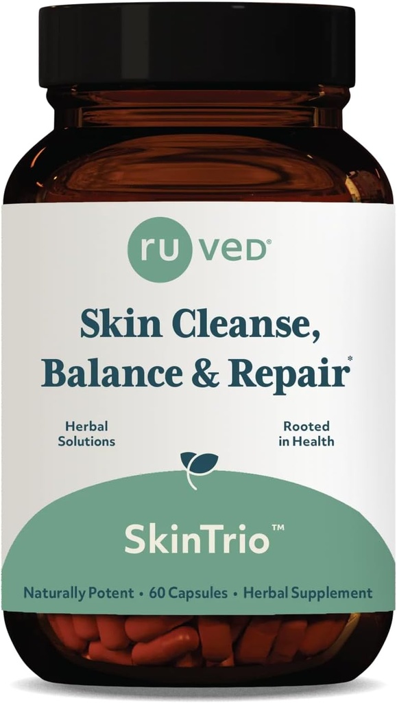 ruved SkinTrio - Neem Supplement with Organic Neem Extract & Amla, Skin & Microbiome Supplement Supplement - 60 kapsułki wegetariańskie (1 liczba)