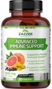 Zazzee Zaawansowane wsparcie immunologiczne, 1300 mg na tabletkę, 30 tabletek wegańskich, 30 Day Supply, 1000 mg Witamina C, 1000 mg Echinacea, 1000 mg Elderberry, 200 mg Goldenseal, Cynk, All- Natural i Non-GMO