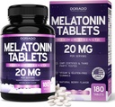 Melatonina 20mg tabletki dla dorosłych (180 mg) - Szybkie rozpuszczenie z 20 mg melatoniny na tabletkę - wysoka moc, bez glutenu, nie-GMO, wegan - mieszany aromat jagodowy - dostawy luzem - USA Made