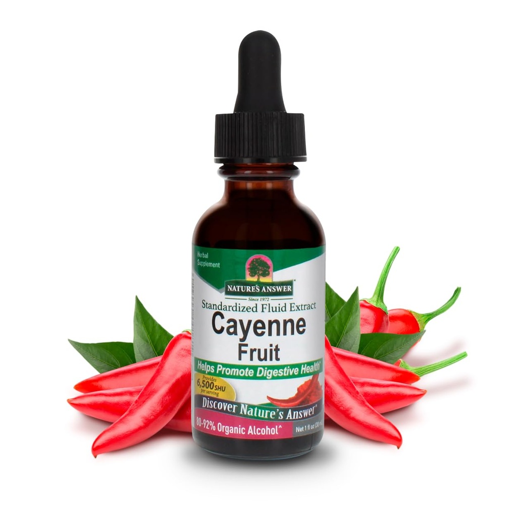 Natural 's Response Cayenne Fruit Extract attachment 124; Pomaga Promować Digestive Health 124; Wysoka Potentcy Made with Organic Alcohol Alcohol 124; Wegan, Gluten- Free, Non-GMO & Kosher Certified 1oz