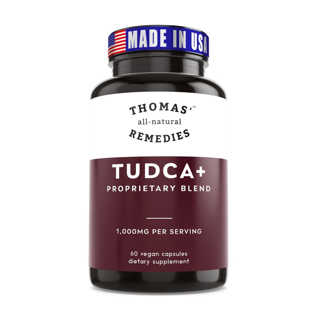 Wszystkie naturalne środki zaradcze Thomasa: Tudca 500 mg (1000mg Per Serving), 60 kapsułek - kwas tauroursododeoksycholowy, suplement wsparcia wątroby- Wegan, Non-GMO, Kapsułki bez napełniania