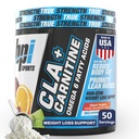 BPI Sports CLA + Karnityna - CLA L Karnityna i kwas linolowy - L Karnityna Suplement do utraty wagi, Metabolizm i Chude Mięśnie - Kofeina wolna - Owoce Punch - 50 Służenie - 12.34 oz