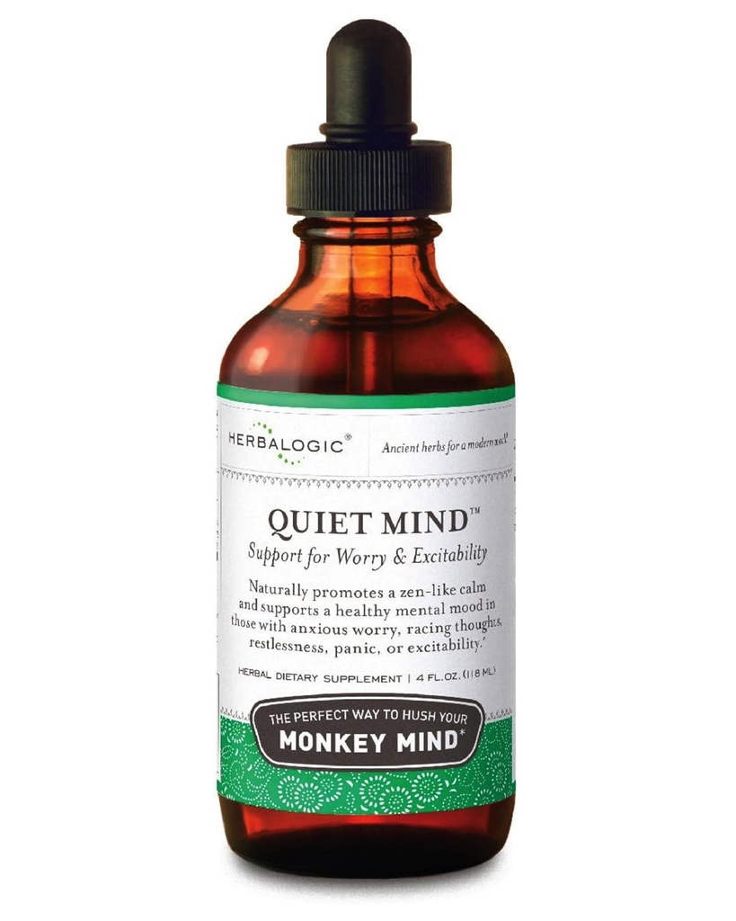 Herbalogic - Cichy umysł ciecz Herb Drops - Non-Sedating, Promotes a Feeling of Zen- like Calm - Eases Anshible Worry and Panicky Mood - Based on the Traditional Chinese Formula Gui Pi Tang - 4 Fl. Oz.