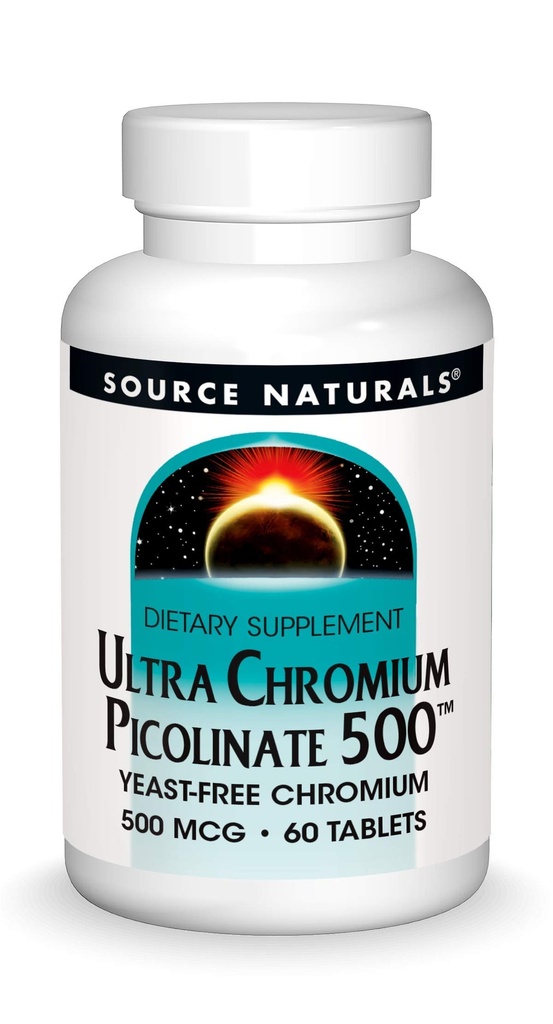 Źródło Naturals Ultra Chrom Picolinate 500 µg Year-Free Dietetic Supplement - 60 tabletek
