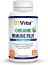 Organic Immune Plus, 7- in-1 USDA Certified Organic Immunity Booster, z 300mg Elderberry, Oregano Leaf Powder, Moringa Leaf Powder (60 non-GMO, Ziołowe tabletki)