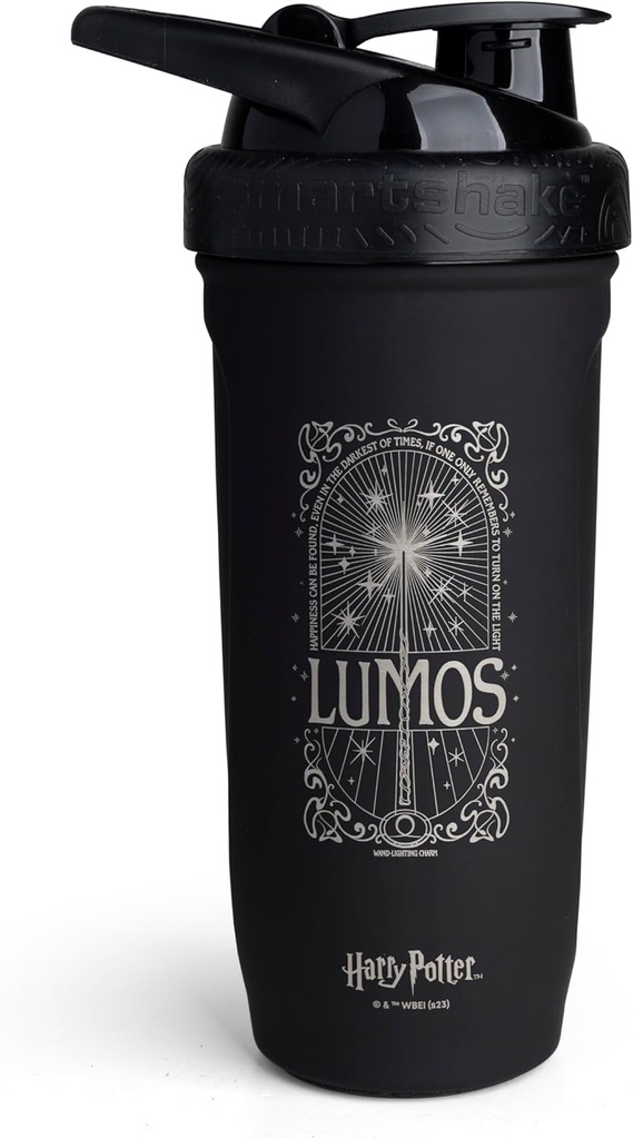 Smartshake Reforce Stainless Steel Harry Potter Lumos Style Shaker Butelka (900 ML / 30oz) 124; Lekka butelka oporowa Sports Shaker Butelka z miękkim lid 124; Nieszczelne, BPA Free & DEHP Free