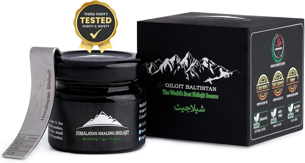 Złoto Stopień Himalayan Shilajit Resin dla mężczyzn i kobiet 124; Złoto Stopień Wysokiej Potliwości 124; 100% Autentyczne 124; Zawiera kwas Fulvic + 85 Ślad minerałów dla optymalnego zdrowia 124; 50gm